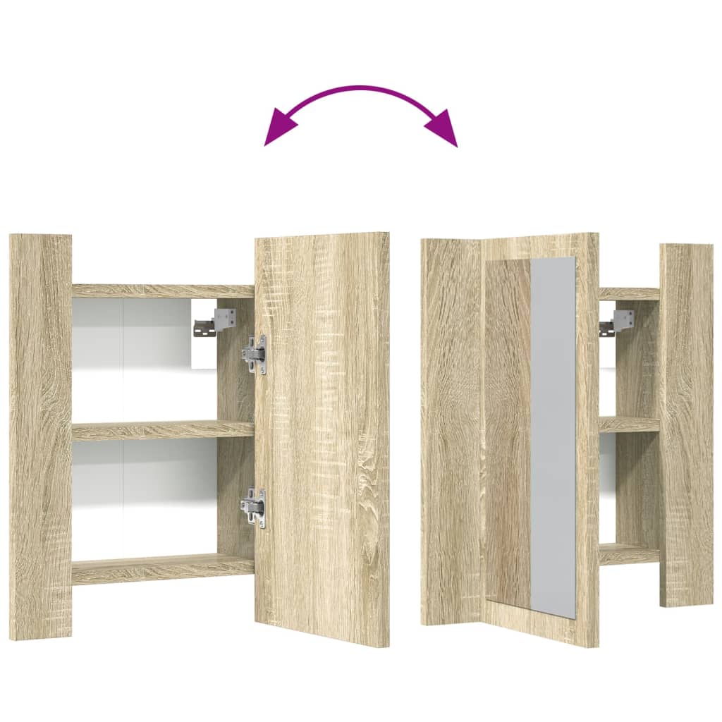 Spiegelschrank mit LED-Leuchten Sonoma-Eiche 40x12x45 cm