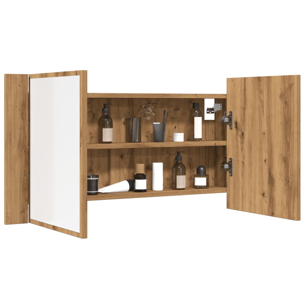 LED-Spiegelschrank Artisan-Eiche 90x12x45 cm Holzwerkstoff