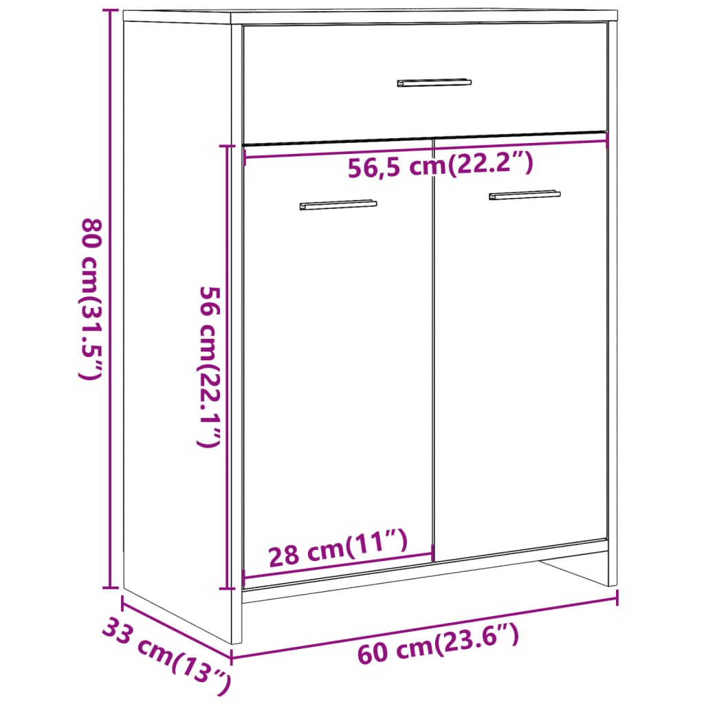 Badschrank Altholz-Optik 60x33x80 cm Holzwerkstoff