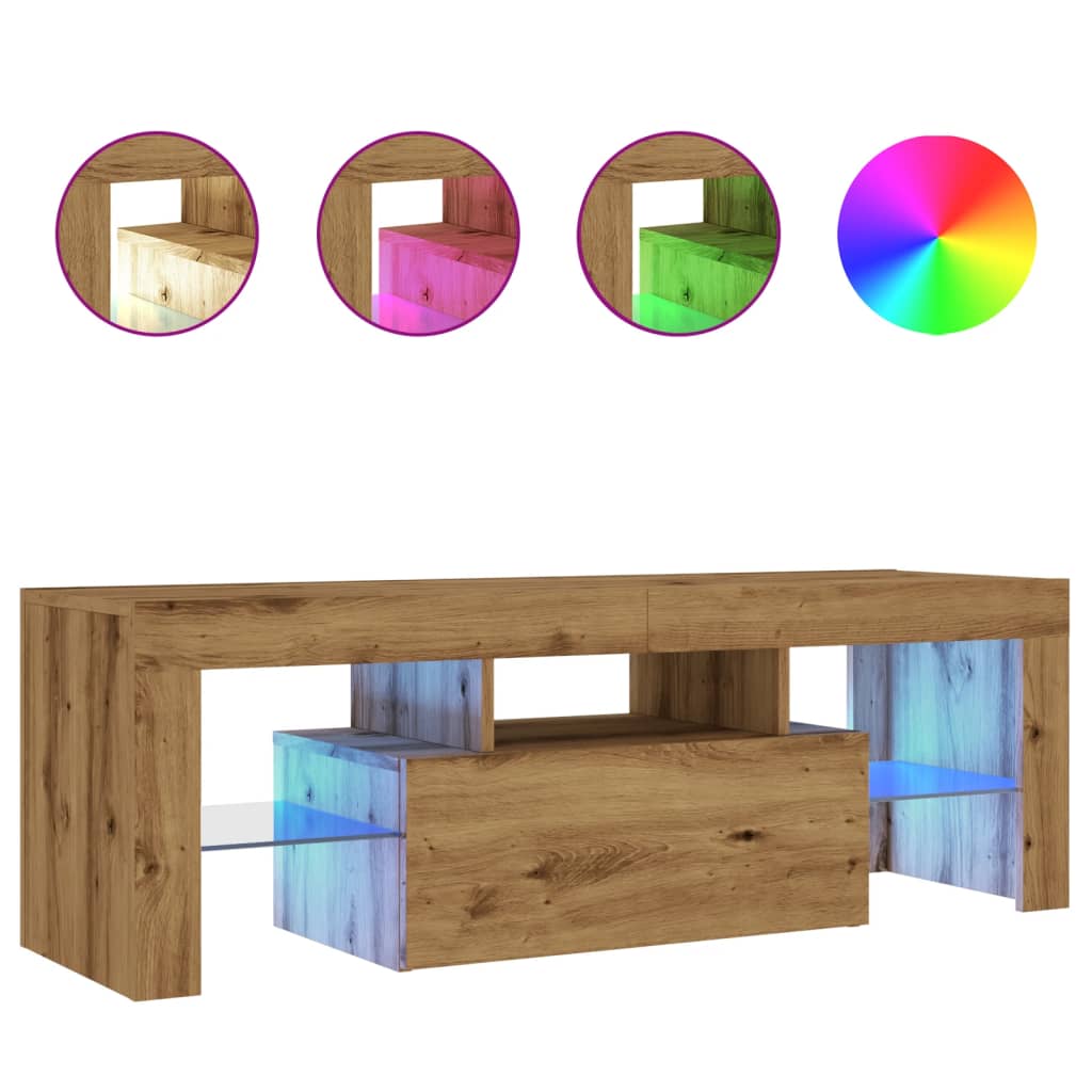 TV-Schrank mit LED Artisan-Eiche 120x36,5x40 cm Holzwerkstoff