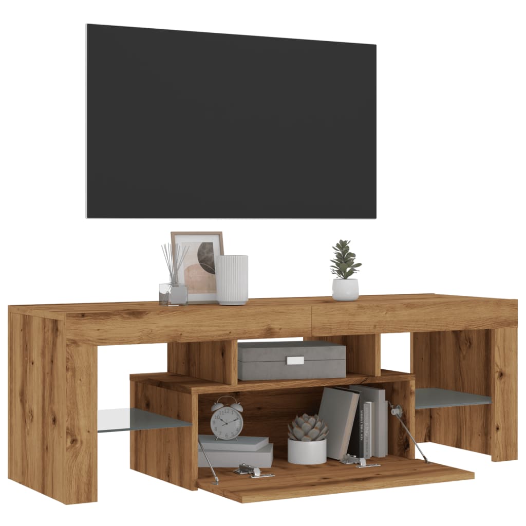 TV-Schrank mit LED Artisan-Eiche 120x36,5x40 cm Holzwerkstoff