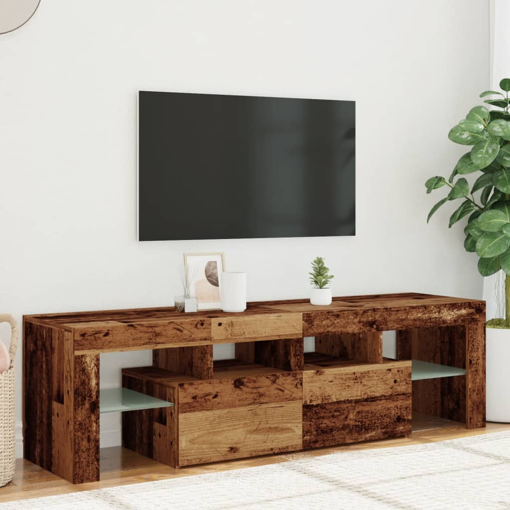 TV-Schrank mit LED Altholz-Optik 140x36,5x40 cm Holzwerkstoff