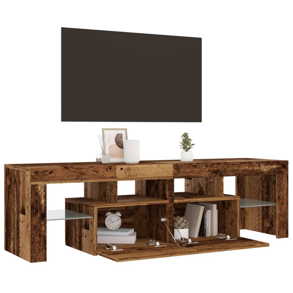 TV-Schrank mit LED Altholz-Optik 140x36,5x40 cm Holzwerkstoff