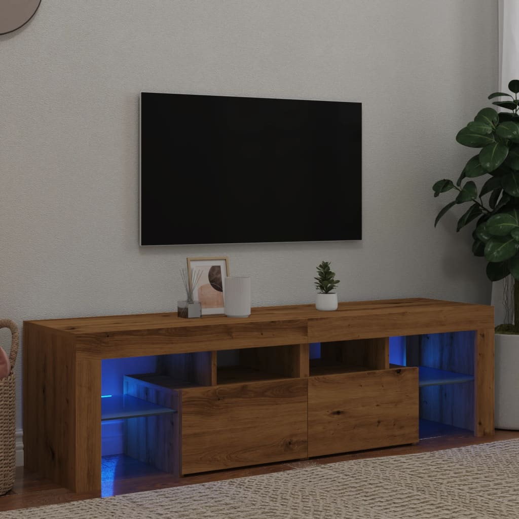 TV-Schrank mit LED Artisan-Eiche 140x36,5x40 cm Holzwerkstoff