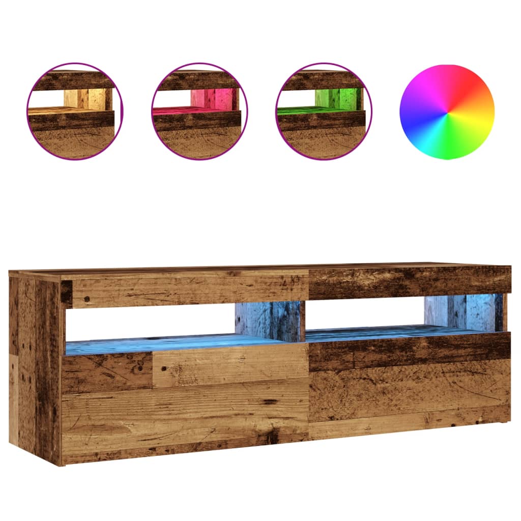 TV-Schrank mit LED Altholz-Optik 120x35x40 cm Holzwerkstoff