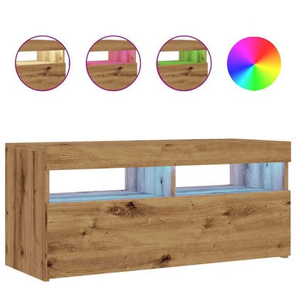 TV-Schrank mit LED-Leuchten Artisan-Eiche 90x35x40 cm