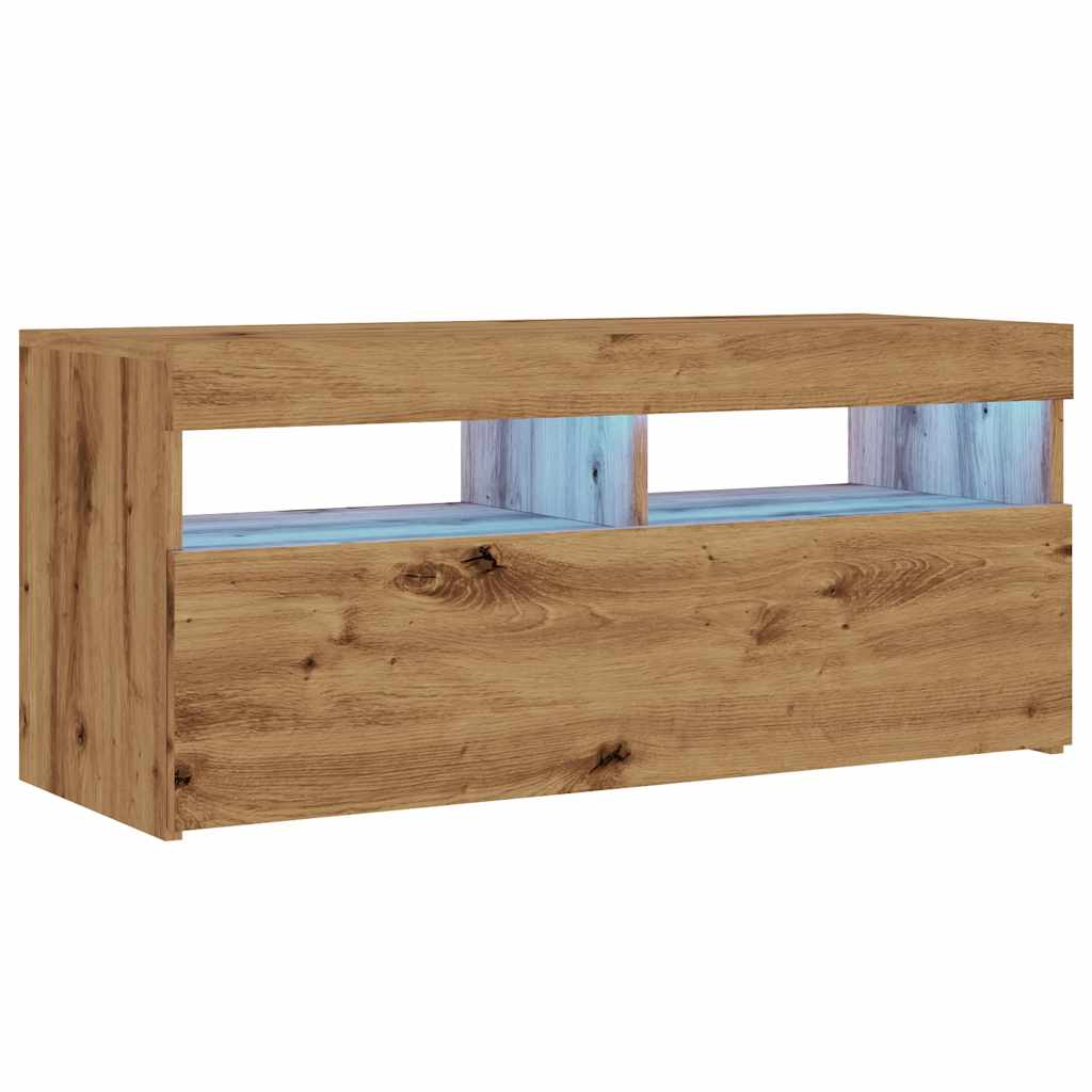 TV-Schrank mit LED-Leuchten Artisan-Eiche 90x35x40 cm