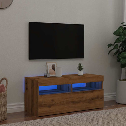 TV-Schrank mit LED-Leuchten Artisan-Eiche 90x35x40 cm