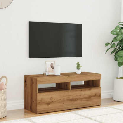 TV-Schrank mit LED-Leuchten Artisan-Eiche 90x35x40 cm