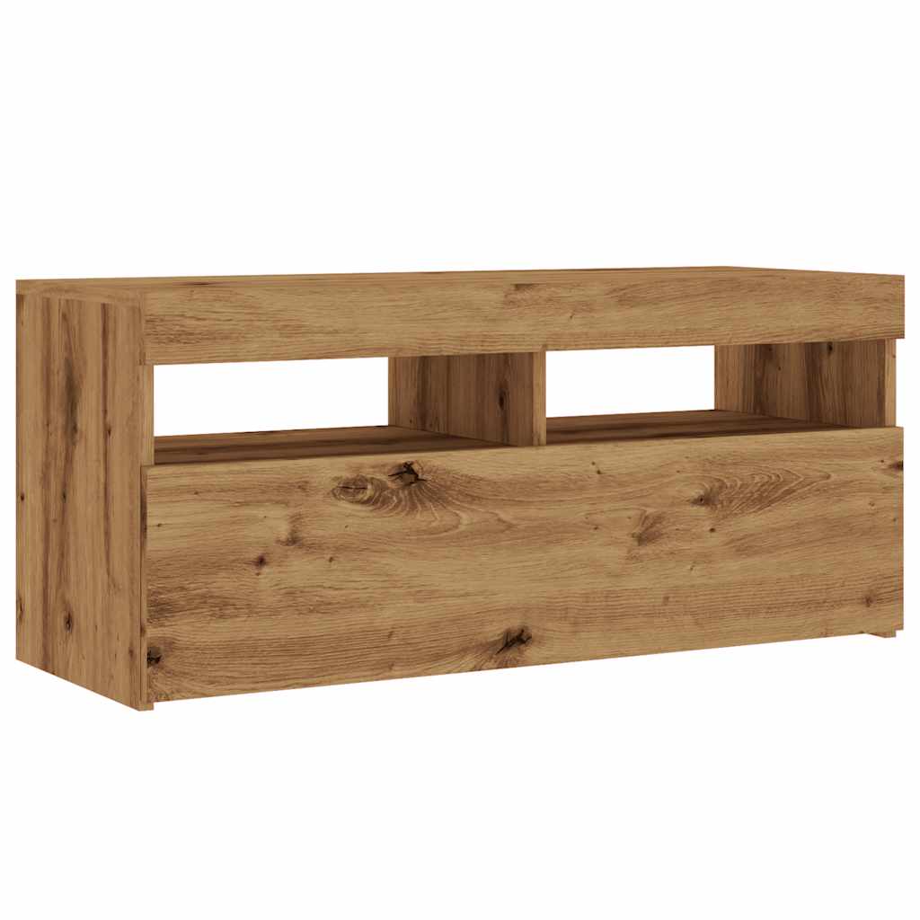 TV-Schrank mit LED-Leuchten Artisan-Eiche 90x35x40 cm