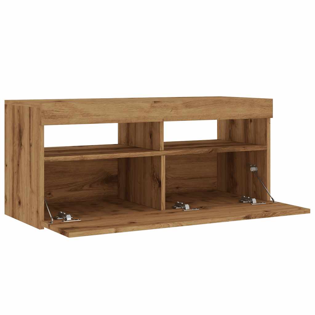 TV-Schrank mit LED-Leuchten Artisan-Eiche 90x35x40 cm