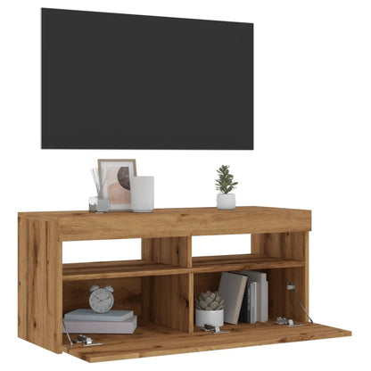 TV-Schrank mit LED-Leuchten Artisan-Eiche 90x35x40 cm