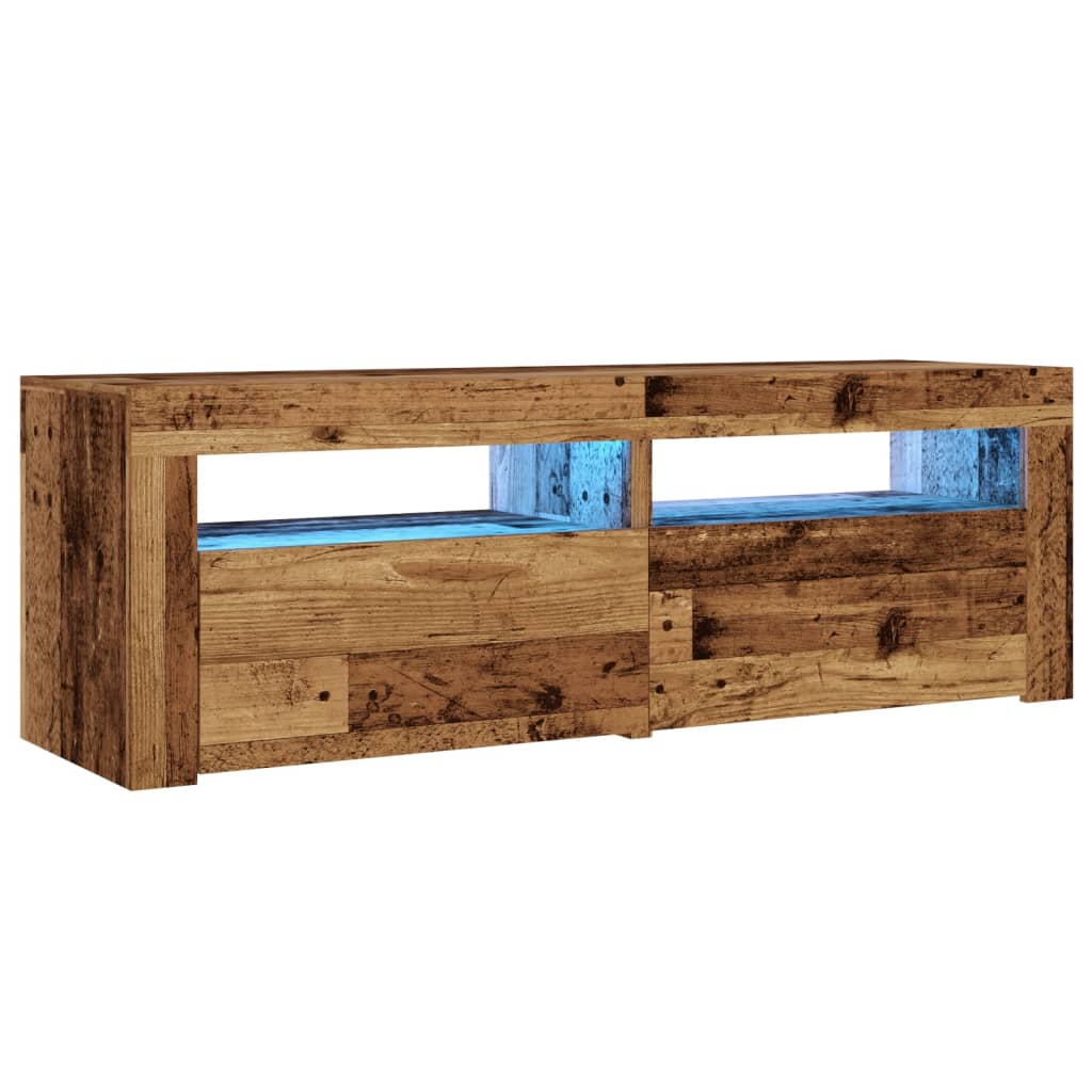 TV-Schrank mit LED Altholz-Optik 120x35x40 cm Holzwerkstoff