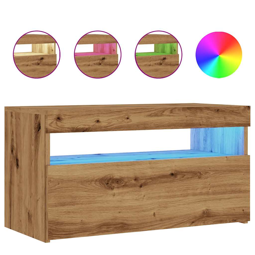 TV-Schrank mit LED-Leuchten Artisan-Eiche 75x35x40 cm