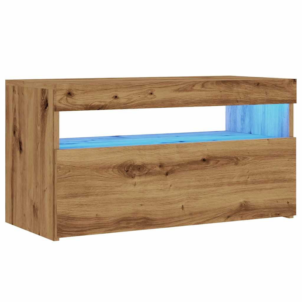 TV-Schrank mit LED-Leuchten Artisan-Eiche 75x35x40 cm