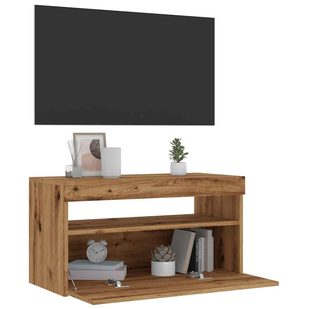 TV-Schrank mit LED-Leuchten Artisan-Eiche 75x35x40 cm