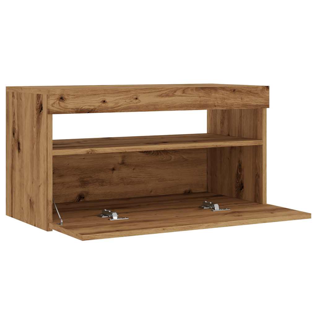 TV-Schrank mit LED-Leuchten Artisan-Eiche 75x35x40 cm