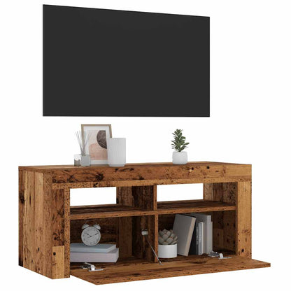 TV-Schrank mit LED-Leuchten Altholz-Optik 90x35x40 cm