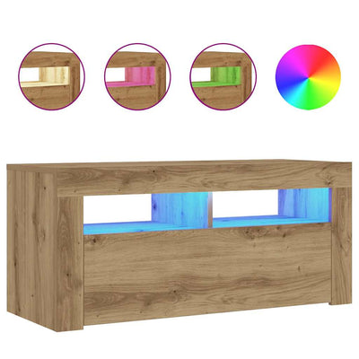 TV-Schrank mit LED-Leuchten Artisan-Eiche 90x35x40 cm