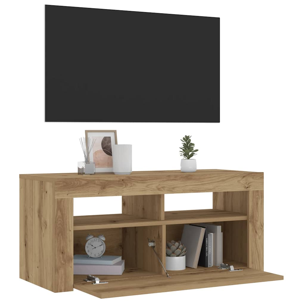 TV-Schrank mit LED-Leuchten Artisan-Eiche 90x35x40 cm