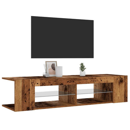 TV-Schrank mit LED-Leuchten Altholz-Optik 135x39x30 cm