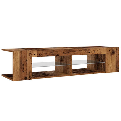 TV-Schrank mit LED-Leuchten Altholz-Optik 135x39x30 cm