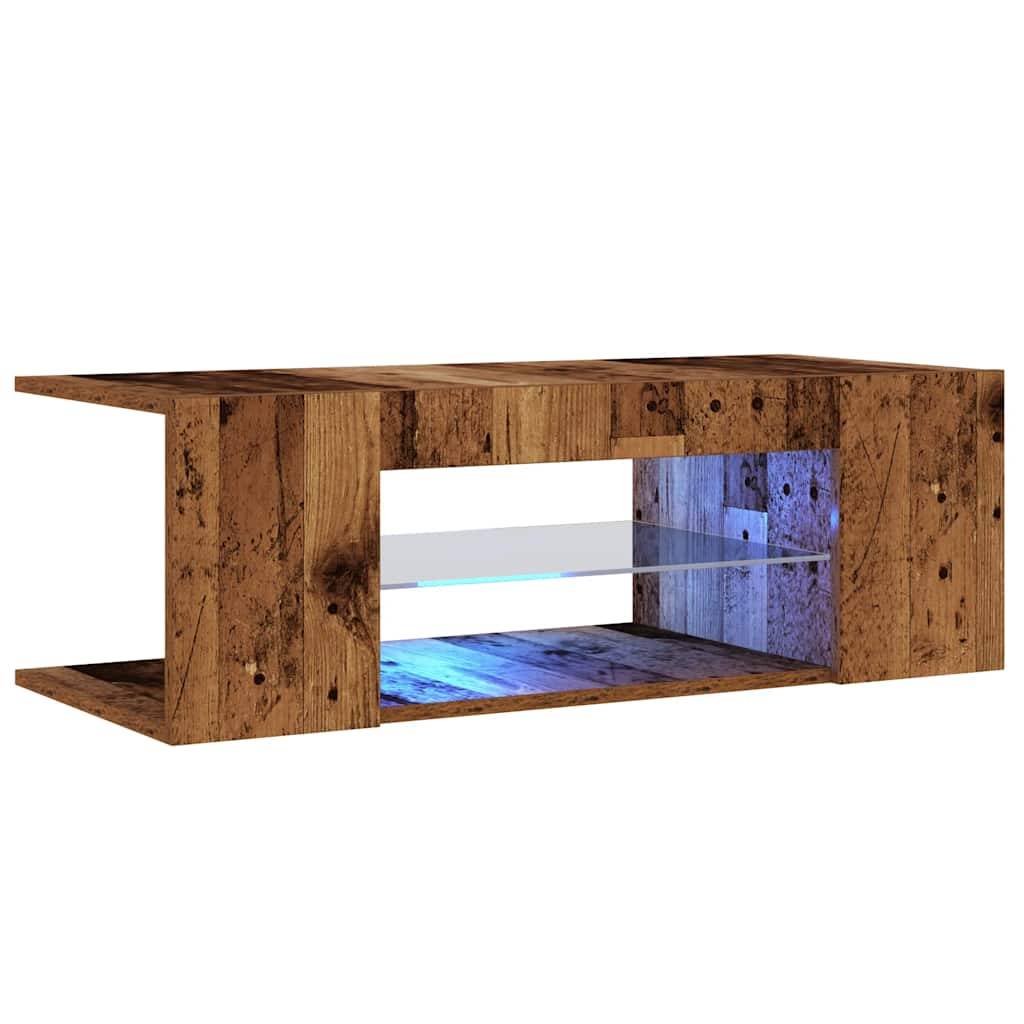 TV-Schrank mit LED-Leuchten Altholz-Optik 90x39x30 cm