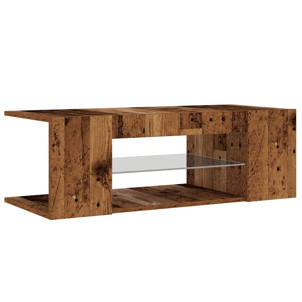 TV-Schrank mit LED-Leuchten Altholz-Optik 90x39x30 cm