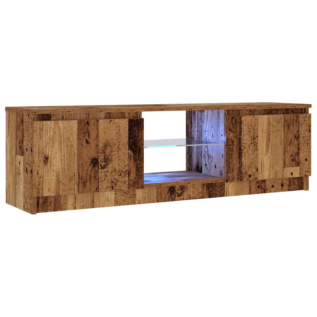 TV-Schrank mit LED-Leuchten Altholz-Optik 120x30x36 cm