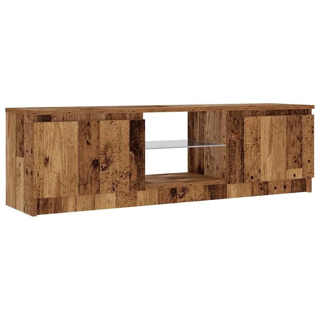 TV-Schrank mit LED-Leuchten Altholz-Optik 120x30x36 cm