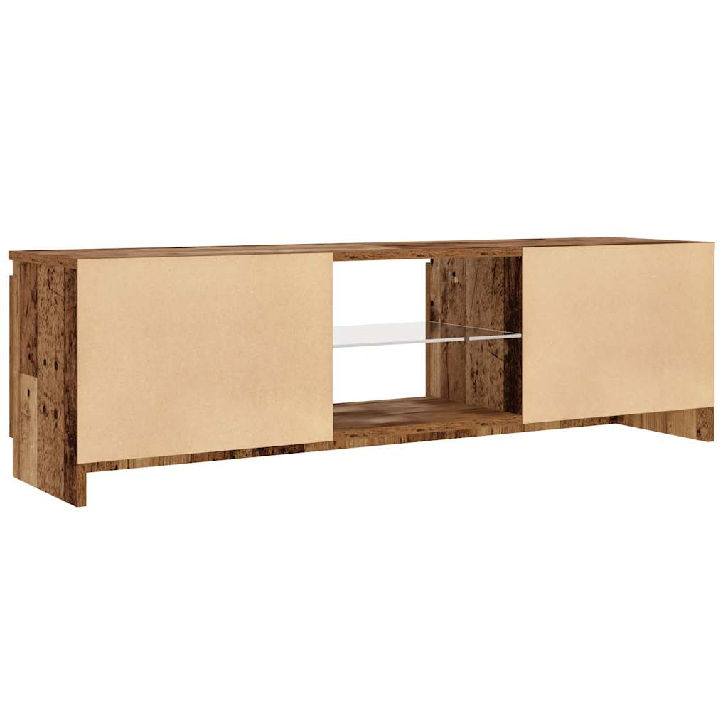 TV-Schrank mit LED-Leuchten Altholz-Optik 120x30x36 cm