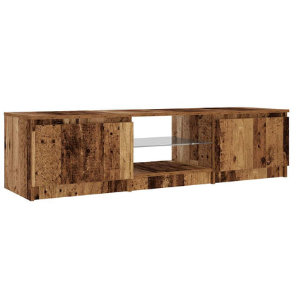 TV-Schrank mit LED-Leuchten Altholz-Optik 140x40x35,5 cm