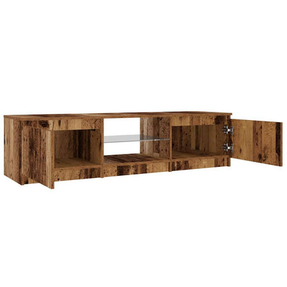 TV-Schrank mit LED-Leuchten Altholz-Optik 140x40x35,5 cm