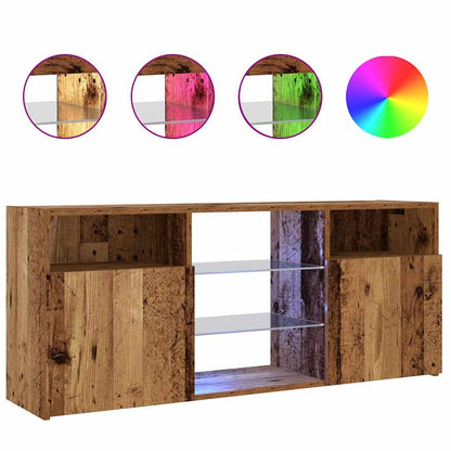 TV-Schrank mit LED-Leuchten Altholz-Optik 120x30x50 cm