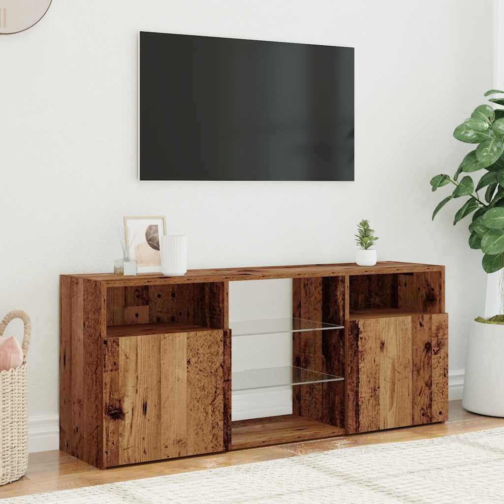 TV-Schrank mit LED-Leuchten Altholz-Optik 120x30x50 cm