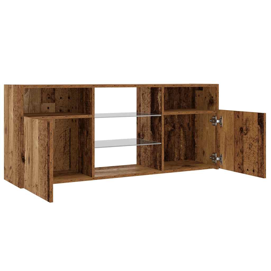 TV-Schrank mit LED-Leuchten Altholz-Optik 120x30x50 cm