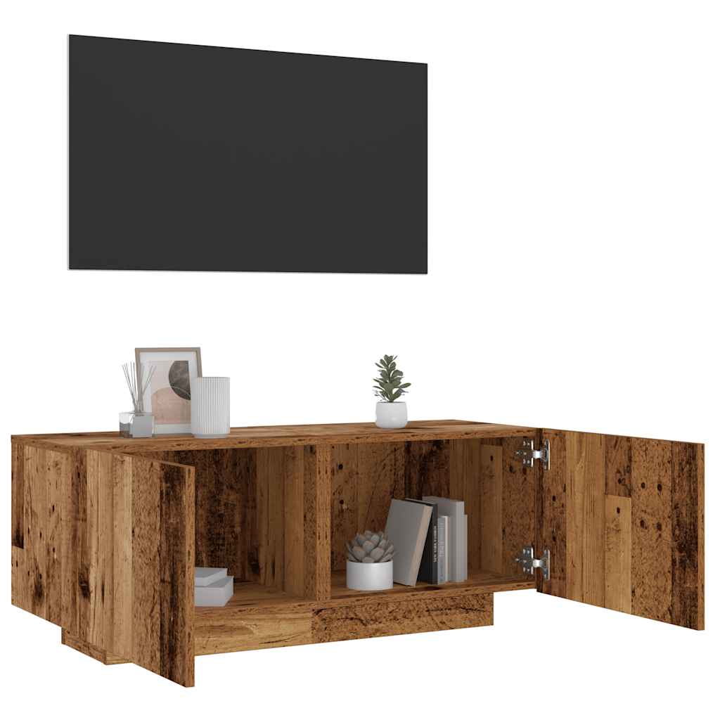 TV-Schrank mit LED-Leuchten Altholz-Optik 100x35x40 cm