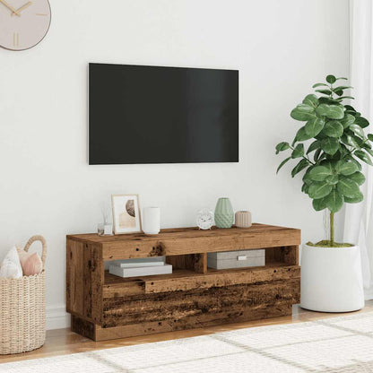 TV-Schrank mit LED-Leuchten Altholz-Optik 100x35x40 cm