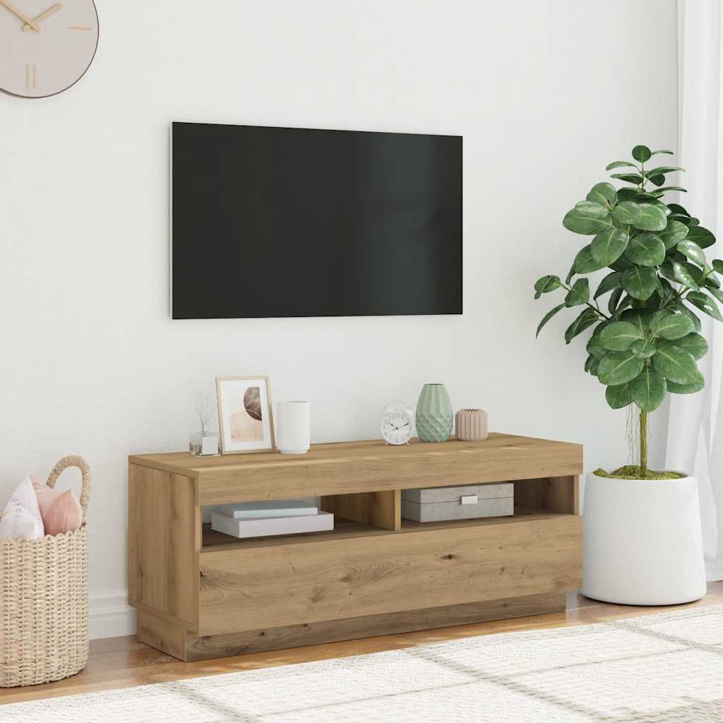 TV-Schrank mit LED-Leuchten Artisan-Eiche 100x35x40 cm