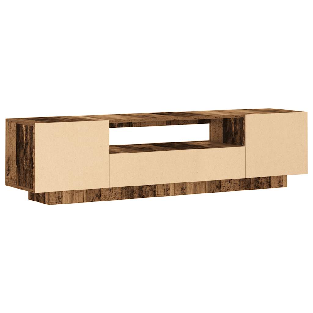 TV-Schrank mit LED-Leuchten Altholz-Optik 160x35x40 cm