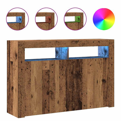 Sideboard mit LED-Leuchten Altholz-Optik 115,5x30x75 cm