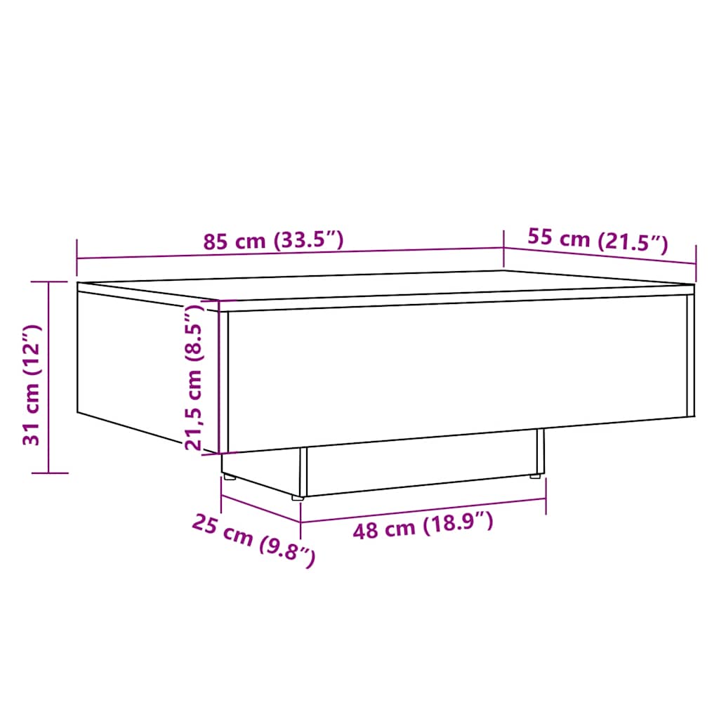 Couchtisch Artisan-Eiche 85x55x31 cm Holzwerkstoff