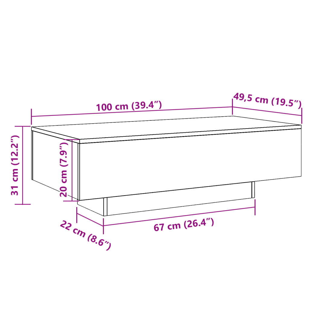 Couchtisch Altholz-Optik 100x49,5x31 cm Holzwerkstoff