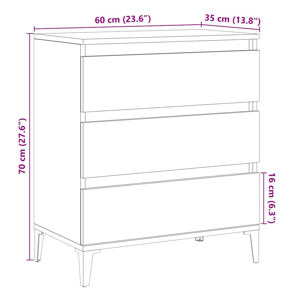 Sideboard Artisan-Eiche 60x35x70 cm Holzwerkstoff