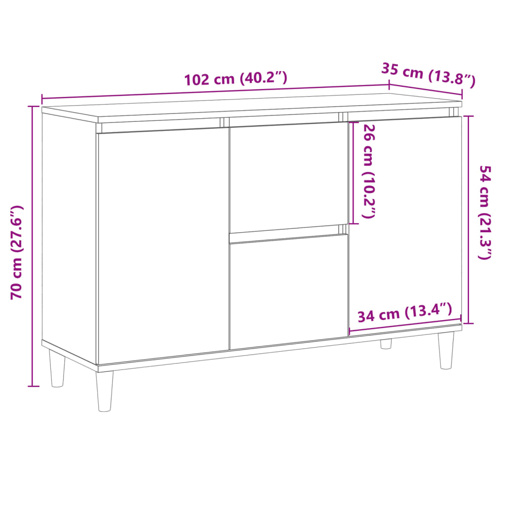 Sideboard Altholz-Optik 102x35x70 cm Holzwerkstoff