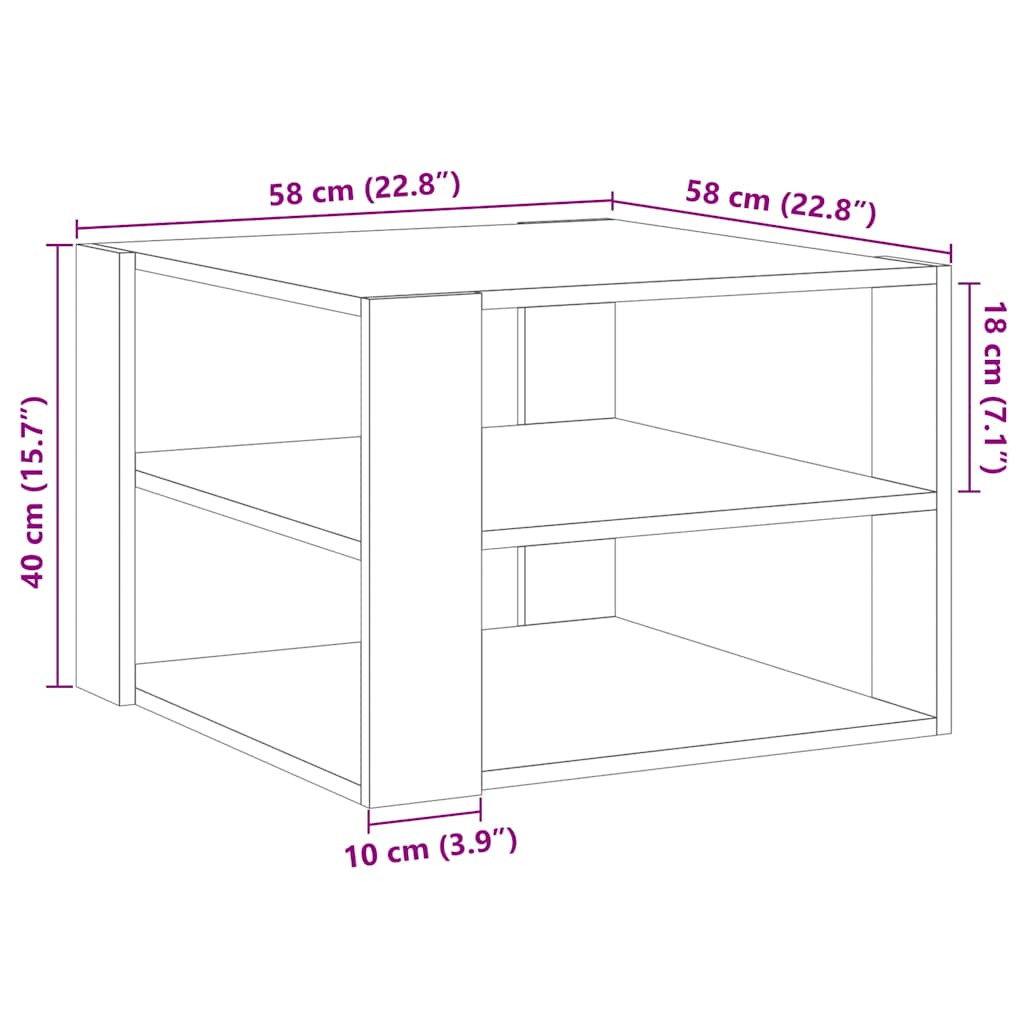 Couchtisch Altholz-Optik 58x58x40 cm Holzwerkstoff