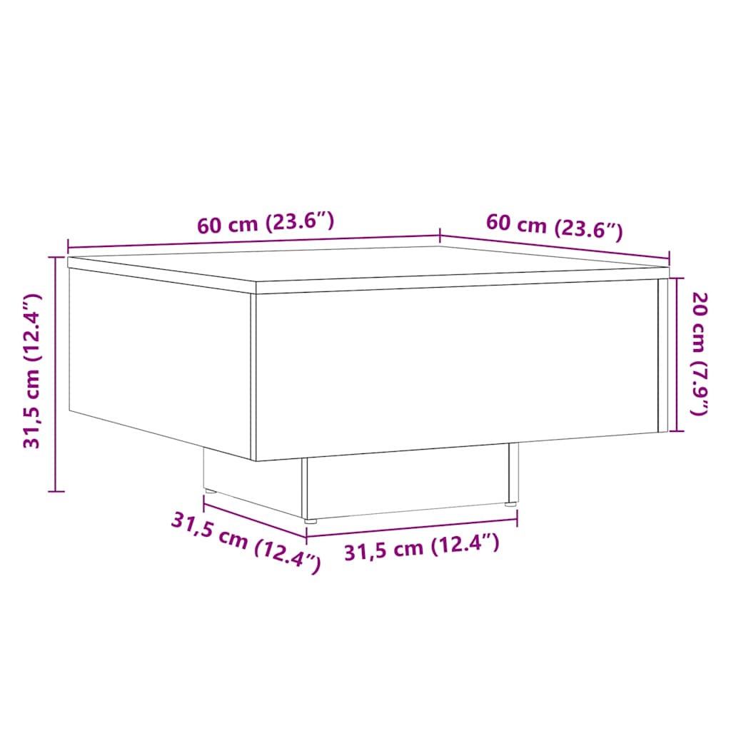 Couchtisch Altholz-Optik 60x60x31,5 cm Holzwerkstoff