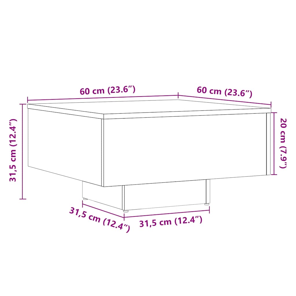 Couchtisch Artisan-Eiche 60x60x31,5 cm Holzwerkstoff