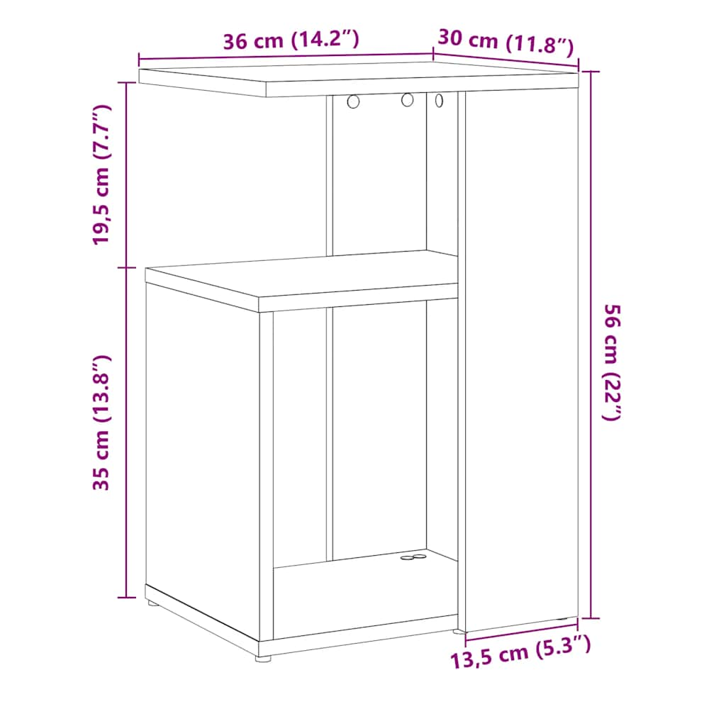 Beistelltisch Artisan-Eiche 36x30x56 cm Holzwerkstoff