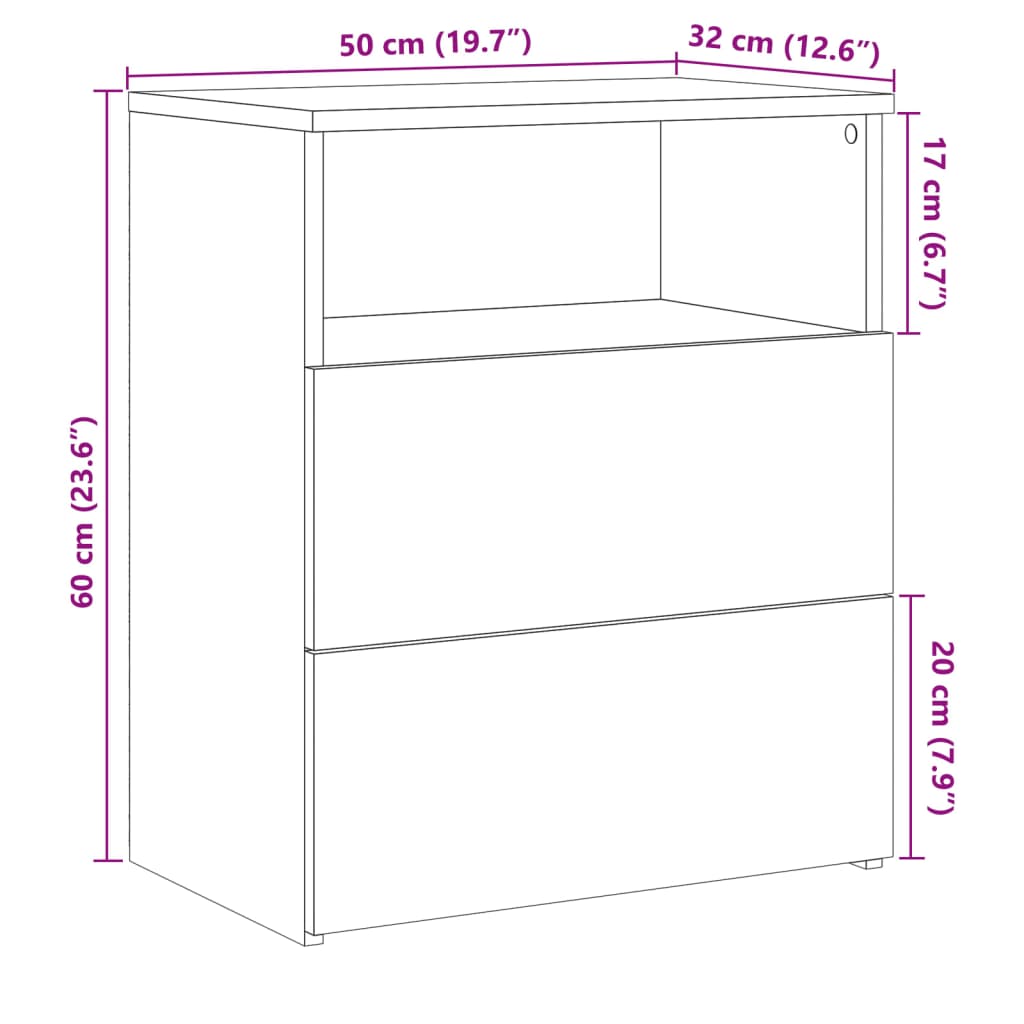 Nachttisch Altholz-Optik 50x32x60 cm Holzwerkstoff